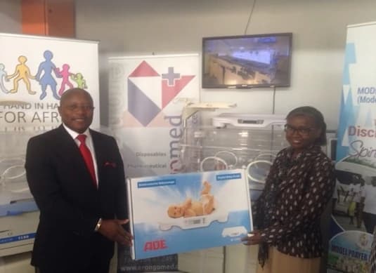 Neonatal incubators being presented to Outapi District Hospital